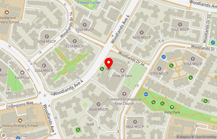 Map location of Medipoint Medical Centre (Woodlands Branch) | 医顶诊疗所（尤兰）