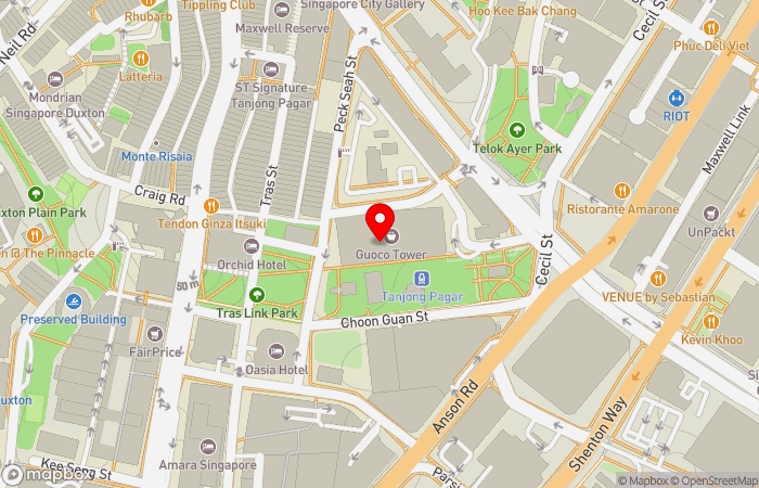 Map location of Parkway Shenton Medical Clinic (Guoco Tower)