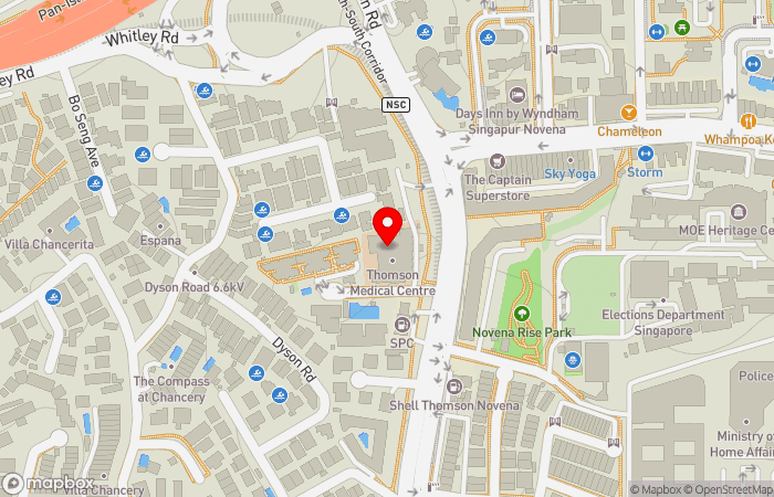 Map location of Thomson Medical 24-Hour Urgent Care – Walk-In Clinic & Paediatric Centre